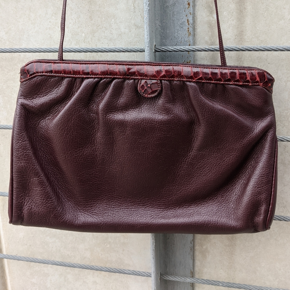 Palizzio Vintage Snakeskin Trimmed Crossbody Purse